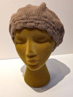 Cotton Country tan knitted lacey cap